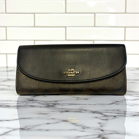 Coach Handbags - Coach Black Monogram Leather Long Wallet